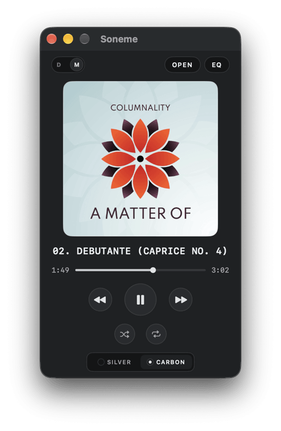 Soneme mini player floating above other windows